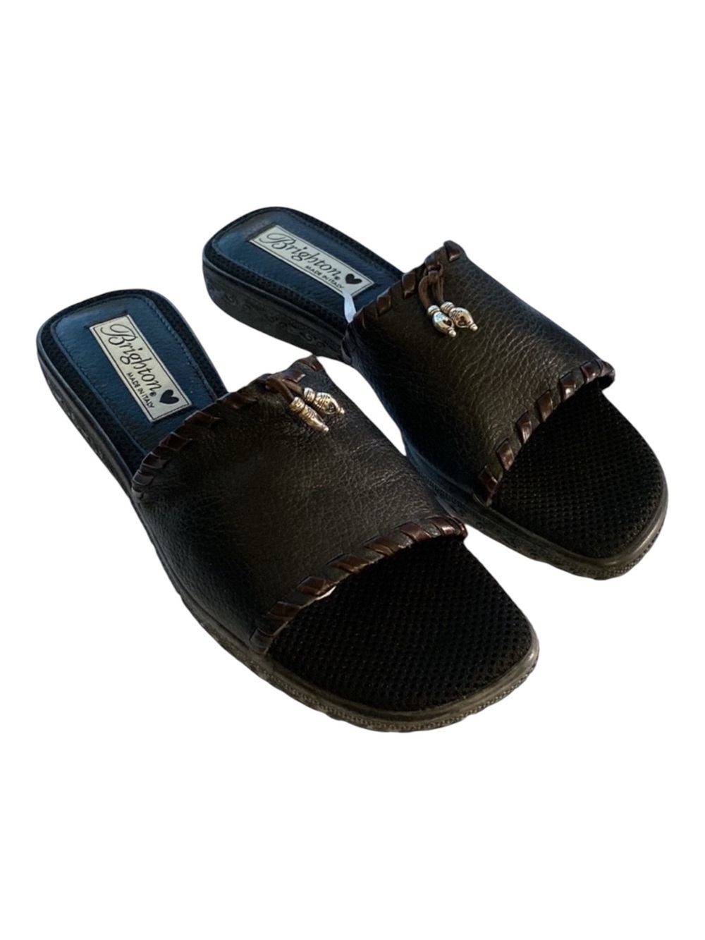 BRIGHTON Gothic Venice Leather Slide Sandals Women’s 7.5N Slip-on Gothic